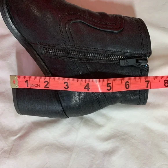 Arturo Chiang Black Leather Boots chunky heel, block heel, zipper, western, 6 - Picture 3 of 16